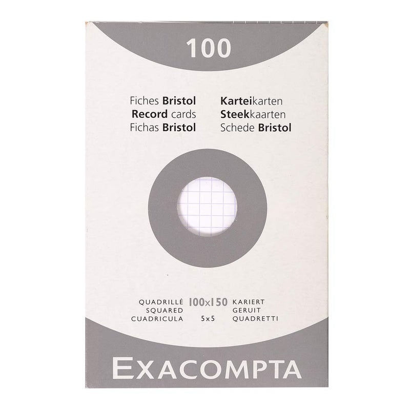 Exacompta - Ref 13202E - Bristol Squared Board for Printing (Pack of 100) - 100 x 150mm in Size, 205gsm Card, Compatible with Printers - Suitable for Exam Revision & Notes - White - Image 1